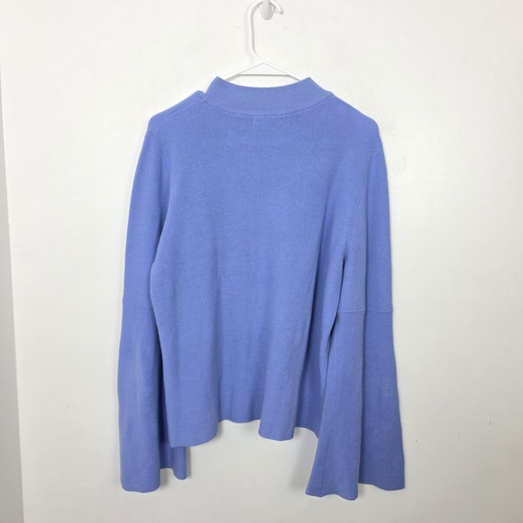 525 America Periwinkle Blue Bell Sleeve Mock Neck Cotton Soft Sweater Size Large - Picture 8 of 9